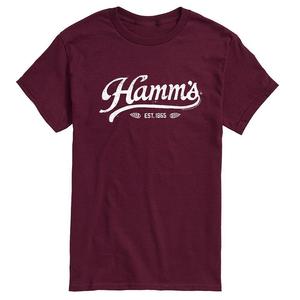 Мужская футболка с винтажным логотипом Hamm's и графическим рисунком Licensed Character, цвет Maroon