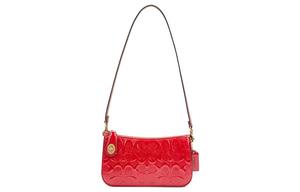 Кожаная сумка через плечо из телячьей кожи, маленькая женская сумка через плечо красного цвета COACH