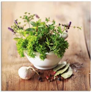 Стеклянная картина Artland Verschiedene Kräuter - Küche, 50x50x2 см, зеленый