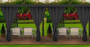 Комплект из 4 уличных штор. O занавес непрозрачный шириной 155 см x высотой 220 см, бежевый, устойчивый к атмосферным воздействиям | Уличные шторы для патио, сада, веранды, беседки Setgarden, серый