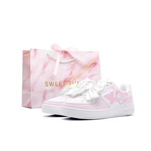 XTEP Женские кроссовки для скейтбординга Air Force One Wear resistant And Lightweight низкие розовые