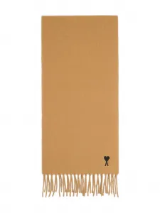 Шерстяной шарф с монограммой Ami de Coeur AMI Paris, коричневый