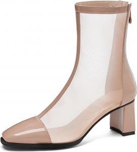 Женские сандалии-ботильоны Alyaafifa с каблуком 2 дюйма, удобным массивным блочным каблуком, закрытым квадратным носком, кожаной отделкой и задней молнией, нарядные летние туфли для вечеринки, мероприятия, выпускного или свидания, Apricot - C