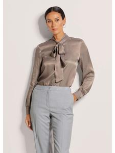 MADELEINE Атласная блузка с завязками на шее, бежевого цвета