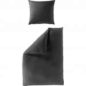 Постельное белье BIERBAUM «Элегантный однотонный», мако-сатин, 100% хлопок, однотонное, простое в уходе, цвет grafit