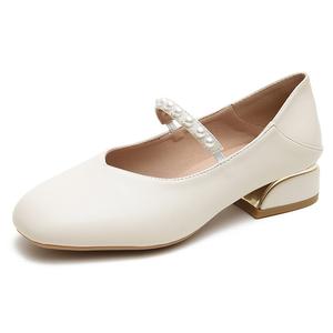 Туфли Мэри Джейн на толстом каблуке 3 см, женские Zomila, Apricot