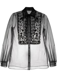 Valentino Garavani прозрачный топ с кружевной вышивкой, черный