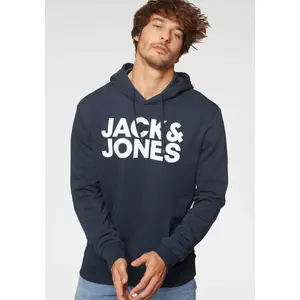 Толстовка Jack & Jones с капюшоном "CORP Logo Hoodie" и принтом логотипа, синий