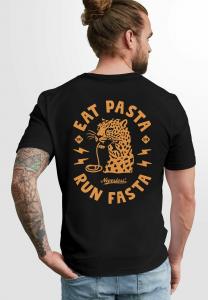 Принт футболки Back Schrift Eat Pasta Brustlogo Retro Fashion Streetstyle Neverless, черный