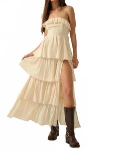 Платье макси с оборками кремового цвета Promesa, кремовый