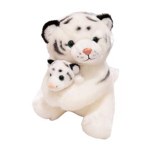 Игрушка плюшевая тигр мама и малыш, высота 23 см Abay, белый