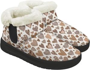 Женские зимние ботинки на снег для улицы и дома, теплые ботильоны на щиколотку, плоская подошва, противоскользящие, зимние походные ботинки, размер 6-13,5 Quxjehoe, Hearts