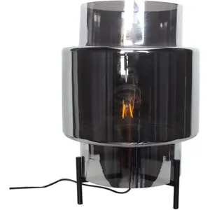 Настольная лампа By Rydens «Ebbot», 1 лампочка, лампочка E27 | без лампочки, настольная лампа со стеклянным абажуром, высота 37 см, цвет rauchgrau