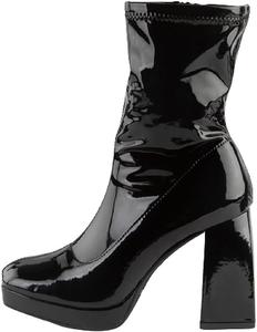 Женские ботильоны на массивном каблуке с эластичной платформой BAMBOO, Black Patent