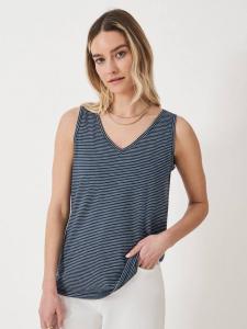 Полосатая хлопковая майка с V-образным вырезом Crew Clothing