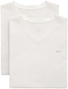 Майка Gant "V-NECK T-SHIRT 2-PACK" (в упаковке 2 шт.), с фирменной этикеткой на груди, белый