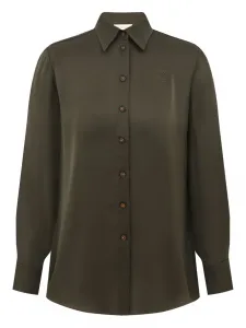 Атласная рубашка с вышивкой ZIMMERMANN, зеленый