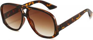 Женские солнцезащитные очки-пилот с двойной перемычкой большого размера, модные градиентные очки с защитой от УФ-излучения UV400. Мужские солнцезащитные очки в трендовом зелено-розовом цвете Melrose, Leopard