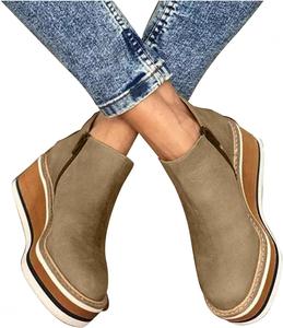 Женские ботильоны ZBYY Oxford с округлым носком на платформе и танкетке, кроссовки на каждый день, зимние ботильоны для женщин, Gold