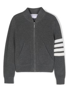 Thom Browne Kids кардиган на молнии с полосками 4-Bar, серый