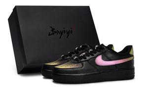 Nike Кроссовки Air Force 1 с низким верхом для скейтборда, противоскользящие, унисекс, цвет: черный, розовое золото