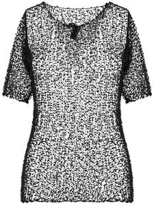 Полупрозрачный топ с вышивкой Maison Margiela, черный