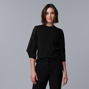Женский топ с комбинированными материалами и скрученными рукавами Simply Vera Vera Wang, Black