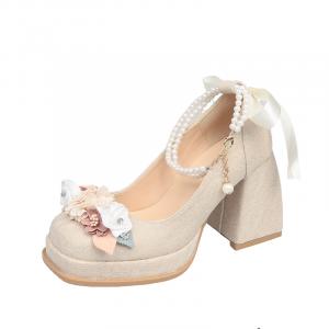 Туфли на высоком каблуке женские, шампанского цвета Xingdiman, Champagne 3D Floral