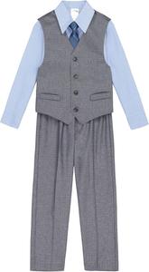 Костюм для мальчиков Calvin Klein из 4 предметов: жилет, брюки, рубашка с воротником и галстук, Medium Grey/Blue