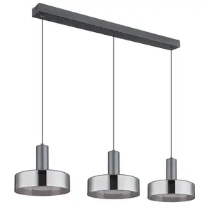 Подвесной светодиодный светильник GRANT с LED-модулем 1 шт., теплый белый свет, подвесной светильник для столовой, регулируемая по высоте Globo Lighting, матово-серый