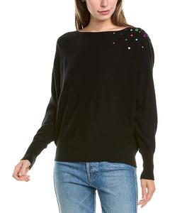 Джемпер с открытыми плечами Brodie Cashmere Wool & Cashmere-Blend Hot Fix, черный