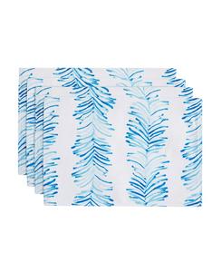 Набор из 4 водостойких салфеток для использования внутри и снаружи помещений с рисунком «Морская трава», размер 13 x 19 дюймов IZOD, синий