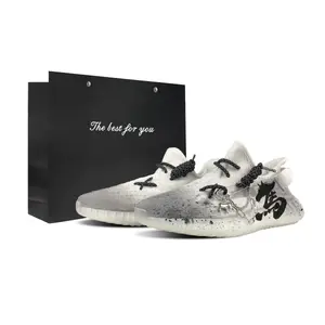 Yeezy Boost 350 V2 устойчивые к истиранию низкие повседневные кроссовки unisex Adidas Originals, черный/белый