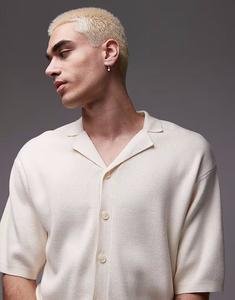 Трикотажное поло Topman с воротником Revere цвета экрю
