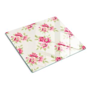 Стеклянная тарелка 60х52 см с цветочным узором TULUP, розовый