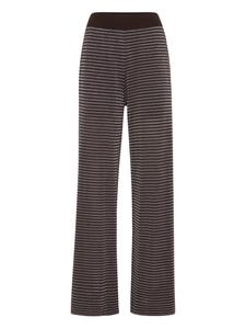 Brunello Cucinelli брюки в полоску с завышенной талией, коричневый