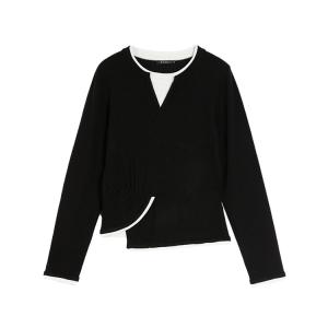 ELLE Свитер женский Black Double Collar Moderate Mock Two Piece