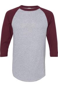 Бейсбольная майка Augusta Sportswear с рукавом реглан три четверти, цвет athletic heather/ maroon