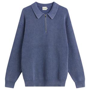 Пуловер с эффектом кислотной стирки и половинной молнией Bound, темно-синий