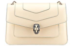 Серпенти Форевер Сумка Через Плечо Средняя Женская Бежевая Кожа Теленка BVLGARI