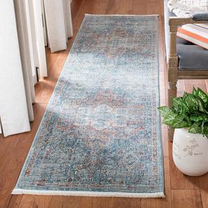 Ковер-дорожка SAFAVIEH, 67 x 305 см, коллекции Victoria, Navy & Red, винтажный традиционный дизайн с эффектом потертости, не линяет и прост в уходе, идеален для помещений с высокой проходимостью в гостиной, спальне (VIC904N)