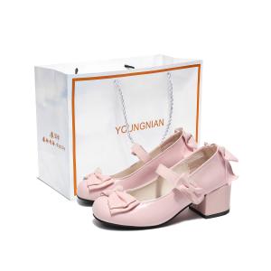 Yang Nianhua Туфли Мэри Джейн на массивном каблуке для женщин в розовой подарочной упаковке, цвет Pink Gift Box Set