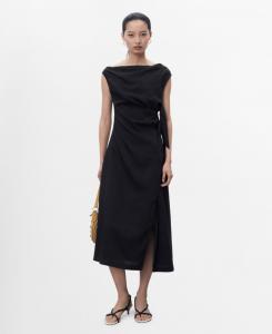 Женское асимметричное платье с узлом MANGO, Dark Navy