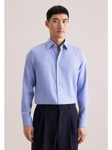 Seidensticker Приталенная деловая рубашка среднего синего цвета