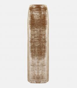 Бархатная юбка макси с высокой посадкой Brunello Cucinelli, мультиколор