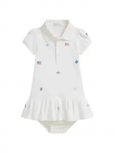 Комплект из платья поло и блумеров с вышивкой POLO RALPH LAUREN KIDS, белый