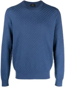 Фактурный джемпер с отделкой в рубчик Brioni, синий