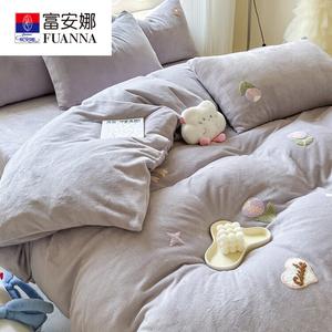 Fuanna Пододеяльник 180х220 см, вельвет, цвет Tulip Bow Tie - Purple