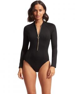 Женский купальник Seafolly Collective Zip Front Surfsuit, Black