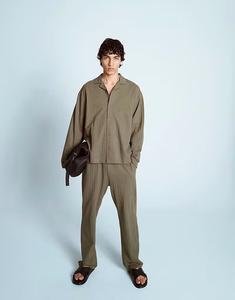 Спортивные брюки Topman прямого кроя из сирсакера цвета хаки